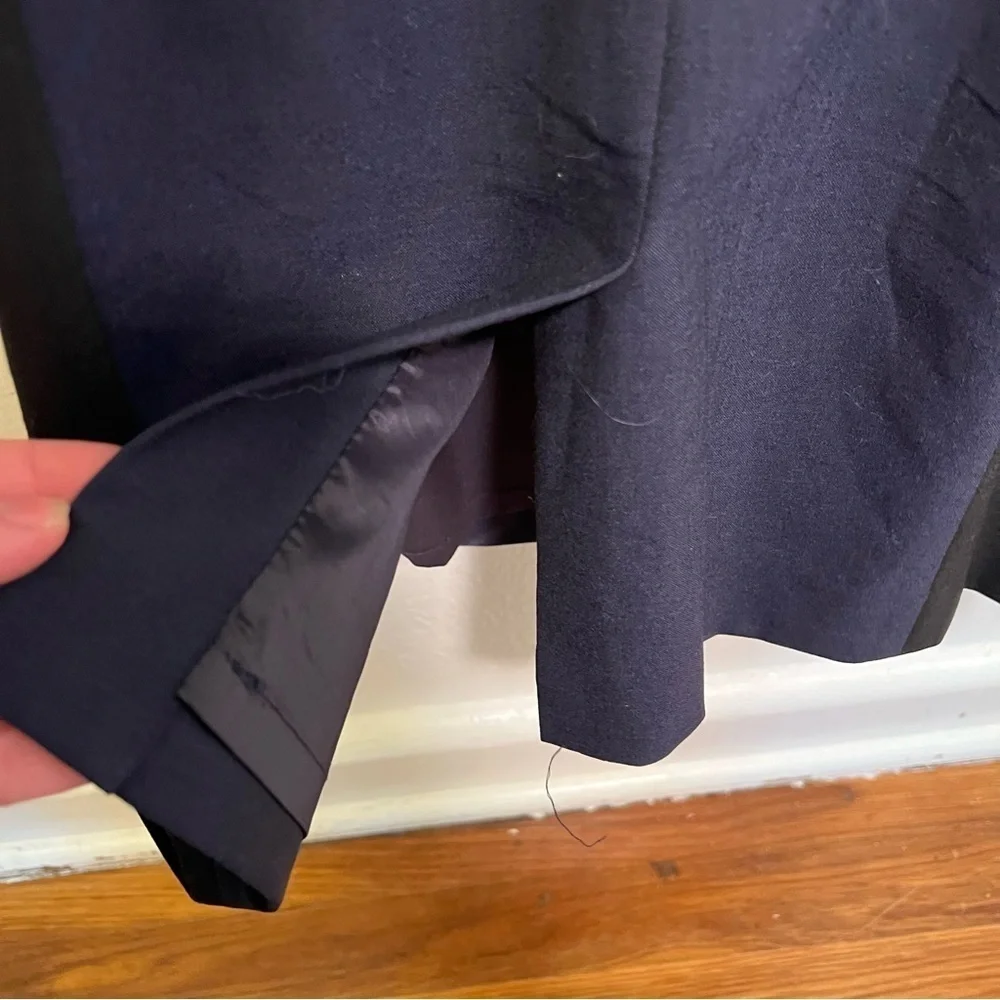 Banana Republic Womens Size 14 Wool Colorblock Sheath Dress Navy Blue Black Belt